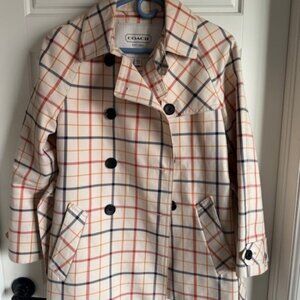 Coach Rain Coat Coach Short Trench Coat Plaid Jacket Tattersall Small Petite